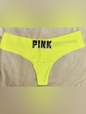 PINK Victoria's Secret Neon Yellow Logo Thong